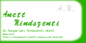 anett mindszenti business card